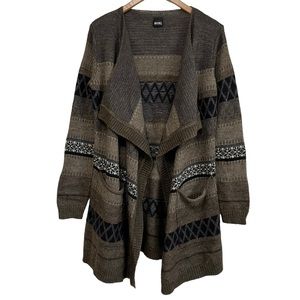 Long Line Open Front Cardigan Earth Colors Western Alpaca Blend Medium Italy